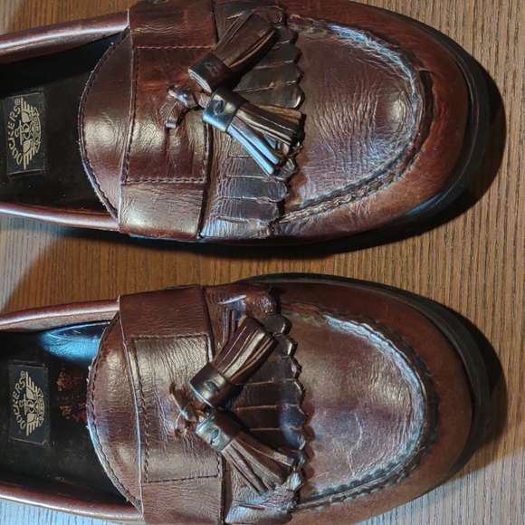 Men's Dockers brown leather kilty tassel loafers, sz 10M #90-7060, bus/casual - Picture 7 of 13